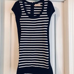 White and Blue Striped Sweater Dress, Sz S/M